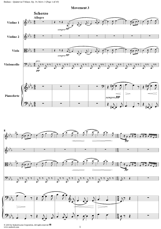 Piano Quintet, Op. 34a, Movement 3 - Piano Score