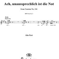 "Ach, unaussprechlich ist die Not", Aria, No. 2 from Cantata No. 116: "Du Friedefürst, Herr Jesu Christ" - Alto