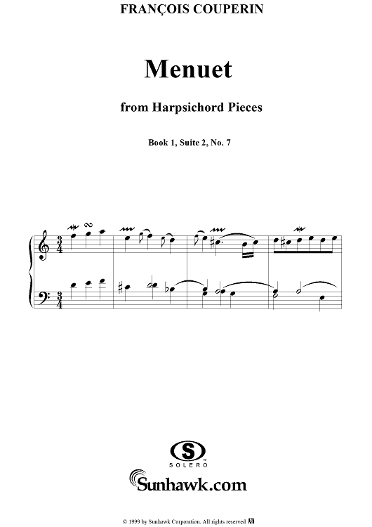 Harpsichord Pieces, Book 1, Suite 2, No.7:  Meneut