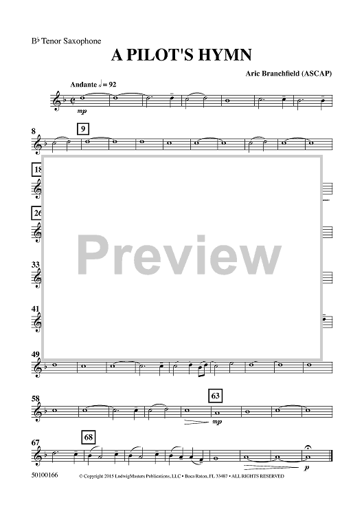 A Pilot's Hymn - Bb Tenor Sax