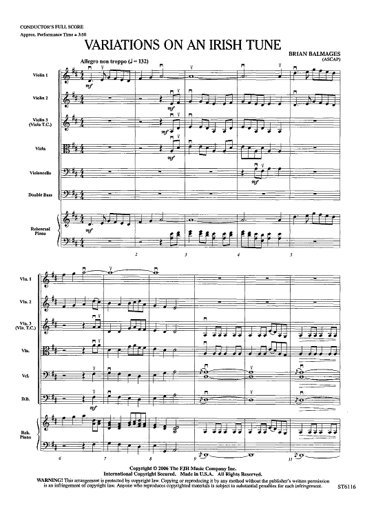 Variations on an Irish Tune - Score