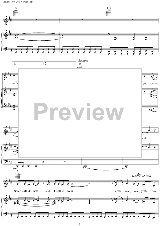 Get Over It" Sheet Music by Eagles for Guitar Tab/Vocal