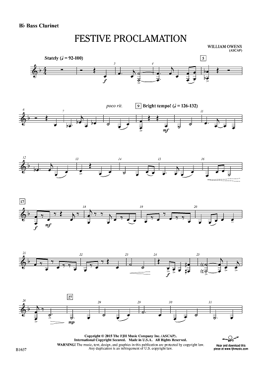 Festive Proclamation - Bb Bass Clarinet