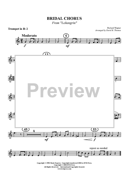 Bridal Chorus from "Lohengrin" - Trumpet 2