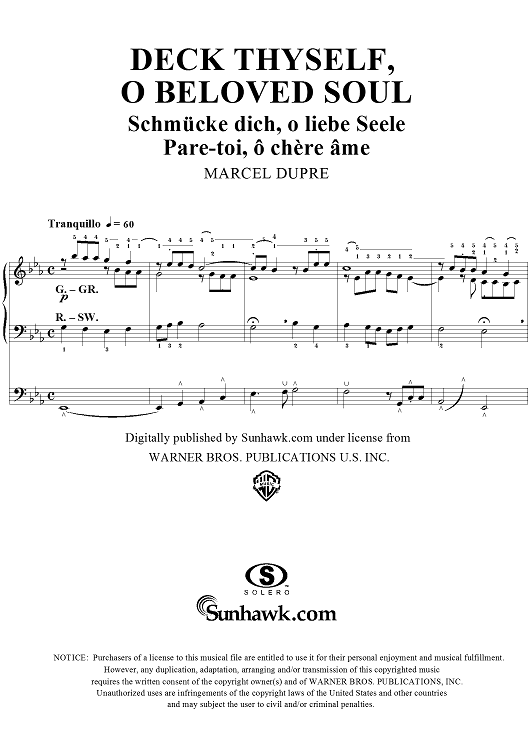 Deck Thyself, O Beloved Soul, from "Seventy-Nine Chorales", Op. 28, No. 64