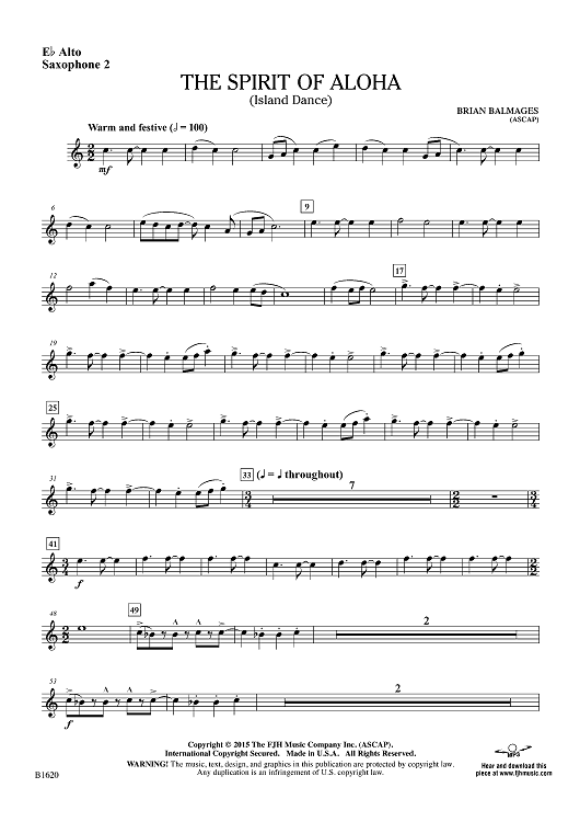 The Spirit of Aloha (Island Dance) - Eb Alto Sax 2