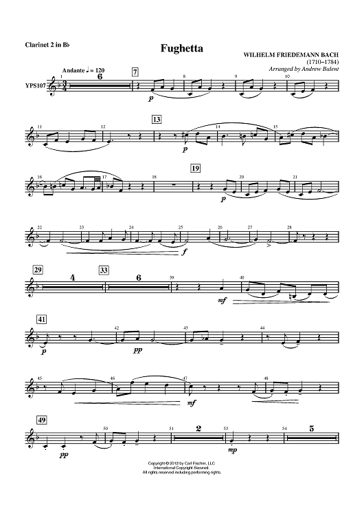 Fughetta - Clarinet 2 in Bb