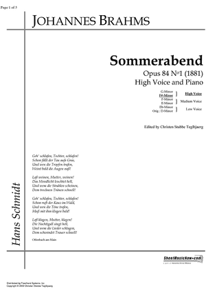 Sommerabend Op.84 No. 1