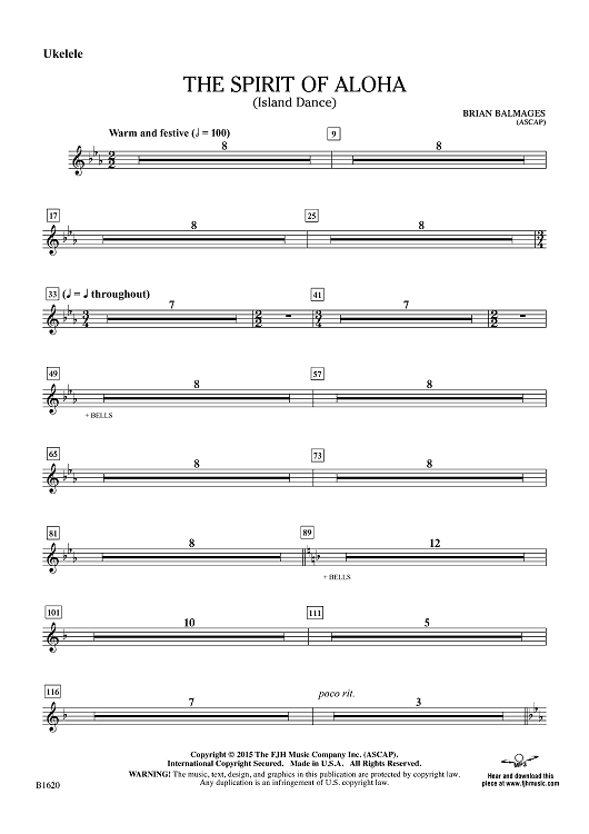 The Spirit of Aloha (Island Dance) - Ukulele (opt.)