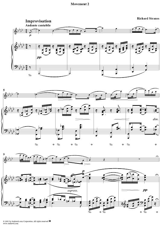 Violin Sonata in E-flat Major, Op. 18, Movement 2: Improvisation - Piano Score