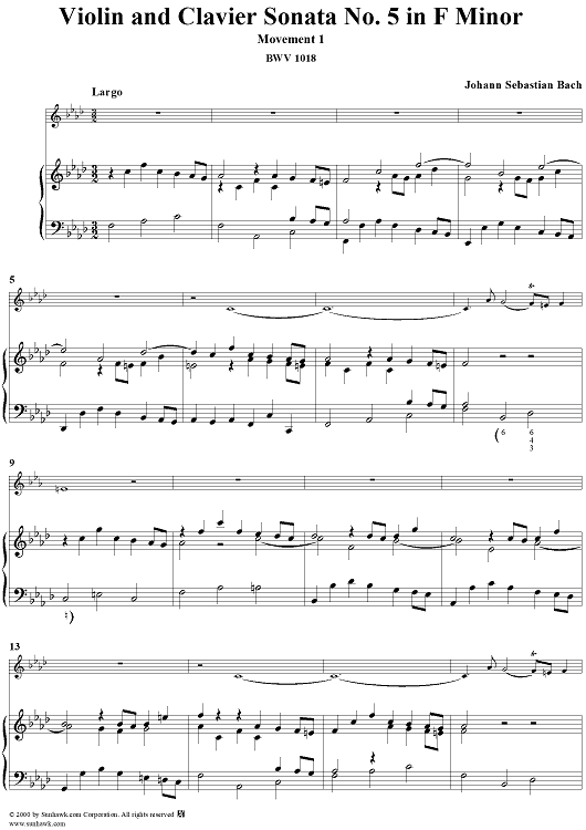 Violin Sonata No. 5, Movement 1 - Piano Score