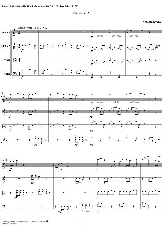 String Quartet No. 12 in F Major, Op. 96 - Movement 3