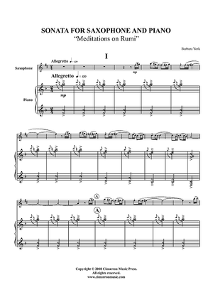 Sonata for Saxophone and Piano "Meditations on Rumi" - Piano Score