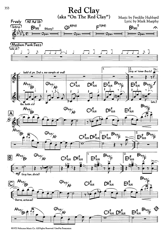 Red Clay (aka On the Red Clay) - Eb Instruments