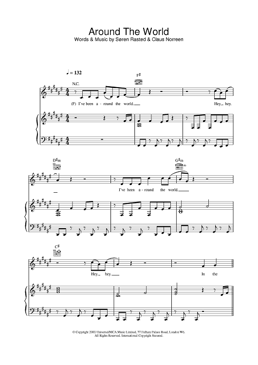 Sheet Music Boss Around the World Sheet Music (Piano Solo) in C Major -  Download & Print - SKU: MN0197651