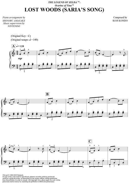 Ocarina of Time - Ocarina Songs Sheet music for Piano (Solo) Easy