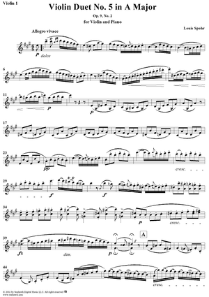 Violin Duet No. 5 in A Major, Op. 9, No. 2 - Violin 1