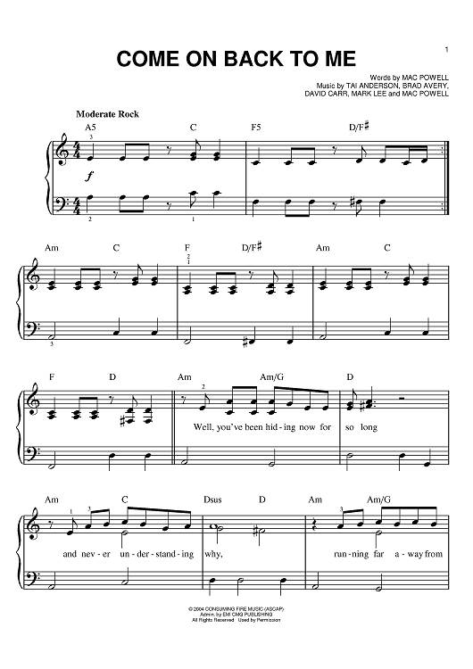 Partitura de Third Day para piano fácilPartitura de Third Day para piano fácil  