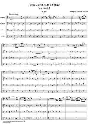 String Quartet No. 10, Movement 3 - Score