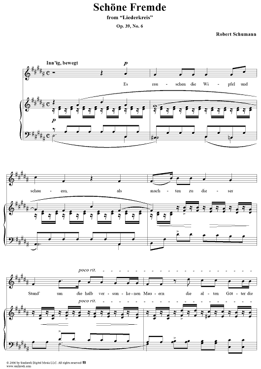 Liederkreis, Op. 39: No. 6, Schöne Fremde