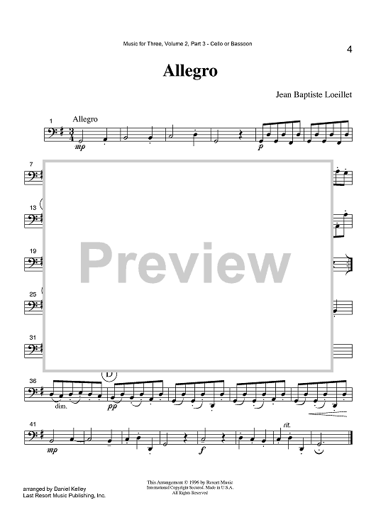 Allegro - Part 3 Cello or Bassoon