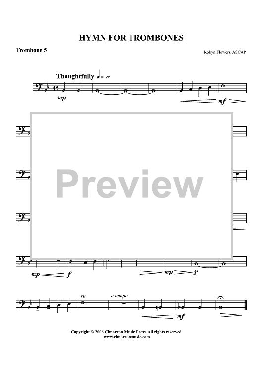 Hymn for Trombones - Trombone 5