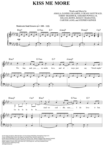 Kiss me more – Amala Dlamini Sheet music for Piano (Solo) Easy