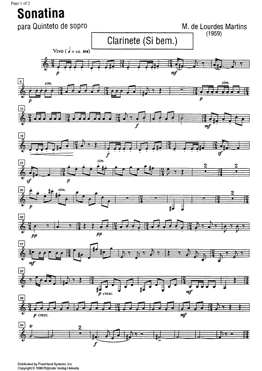 Sonatina - Clarinet in B-flat