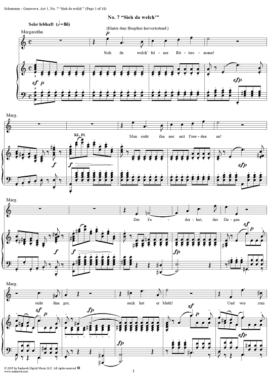 Genoveva, Op. 81, Act 1, No. 7: "Sieh da welch'" - Score