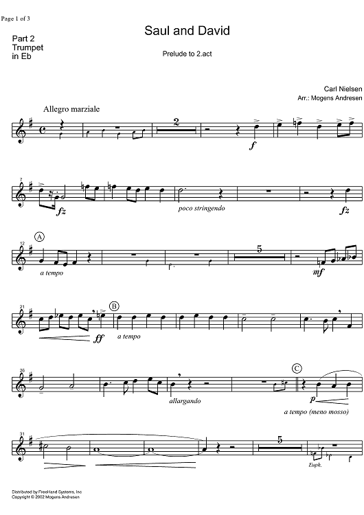 Saul and David - Prelude to Act  2 - Trumpet in E-flat