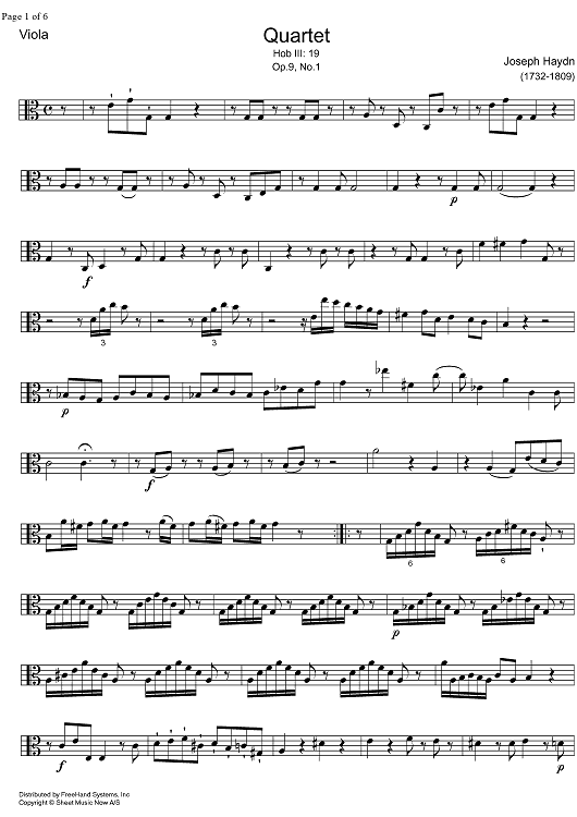 String Quartet C Major Op. 9 No. 1 - Viola