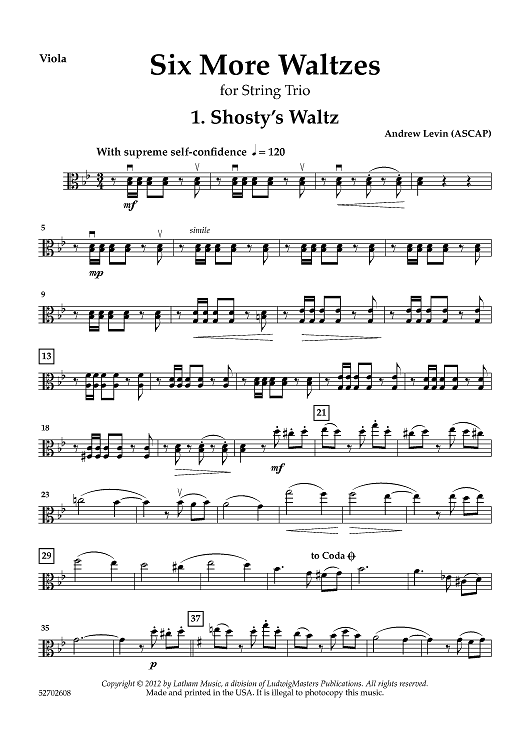 Six More Waltzes for String Trio - Viola