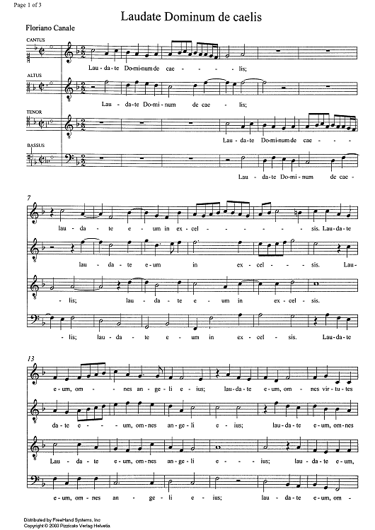 Laudate Dominum de caelis - Score