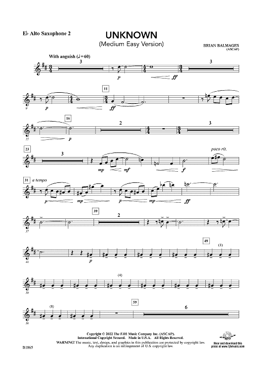 Unknown (Medium Easy Version) - Eb Alto Sax 2