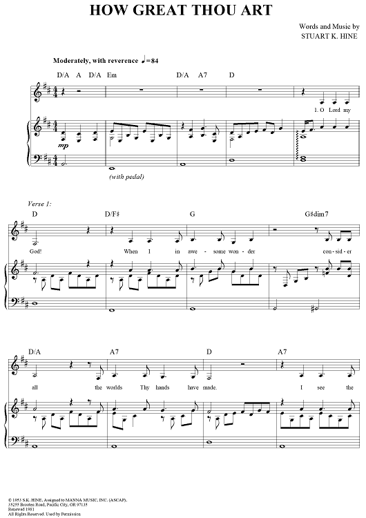 How Great Thou Art – Stuart K. HINE How Great Thou Art Sheet music