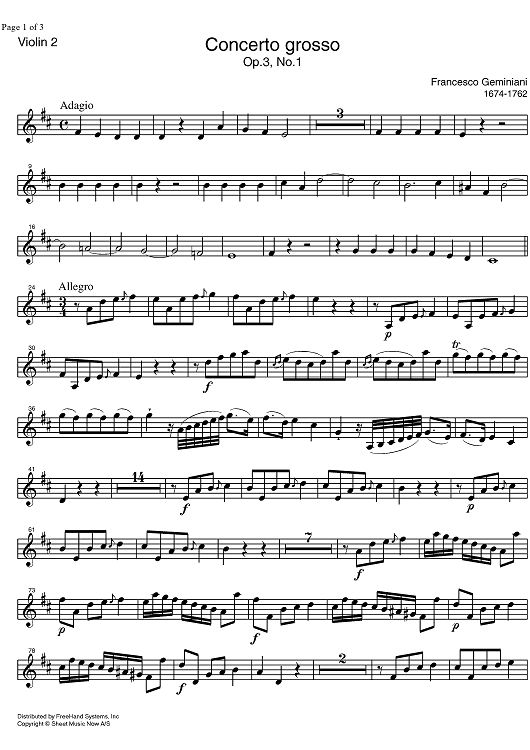 Concerto Grosso Op. 3 No. 1 - Violin 2