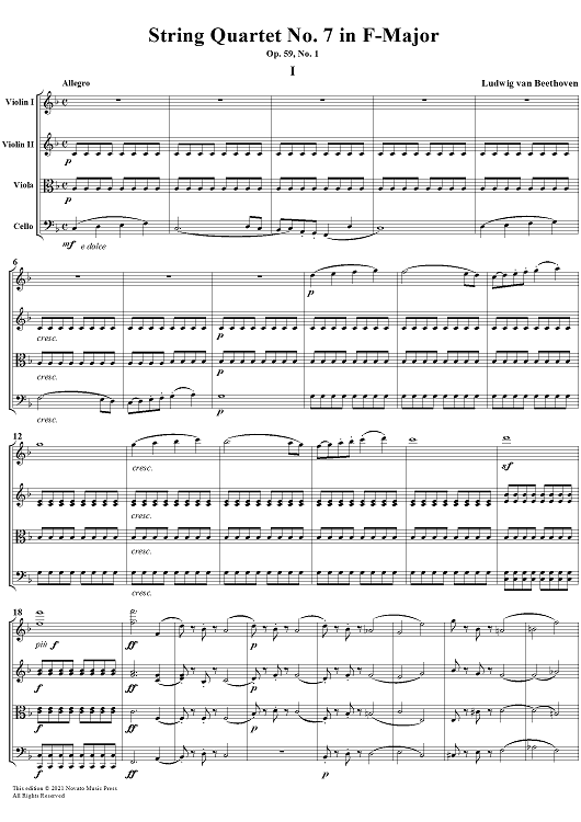 String Quartet No. 11 in F Minor, Op. 95 - Score