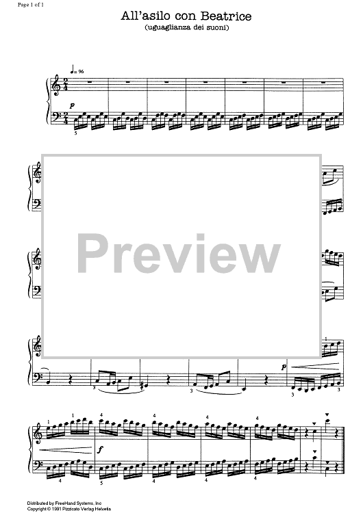 All asilo con Beatrice Sheet Music for Piano Solo