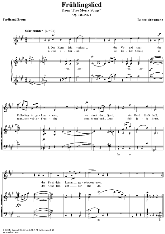 Five Merry Songs, Op. 125, No. 4: Frühlingslied