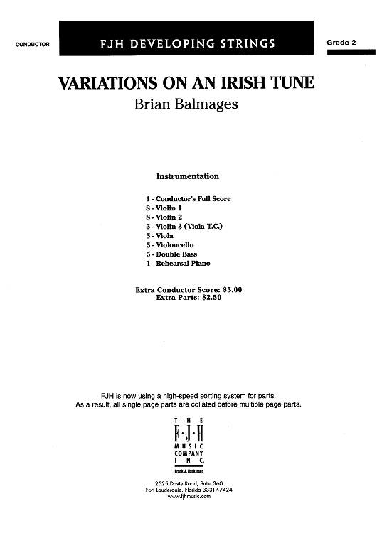 Variations on an Irish Tune - Score Cover