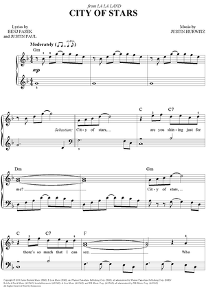 City of Stars-La La Land theme Numbered Musical Notation Preview