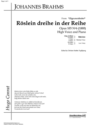 Röslein dreihe in der Reihe Op.103 No. 6