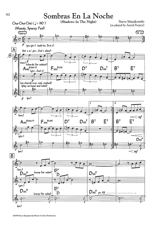 Sombras En La Noche (Shadows In The Night) (Eb Instruments)