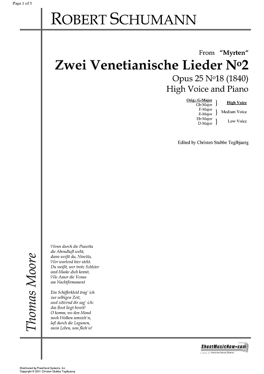 Zwei Venetianische Lieder No. 2 Op.25 No.18