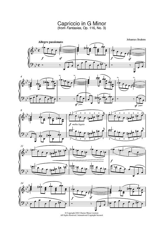 Capriccio in G Minor (from Fantasies, Op. 116, No. 3)