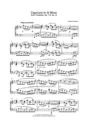 Capriccio in G Minor (from Fantasies, Op. 116, No. 3)