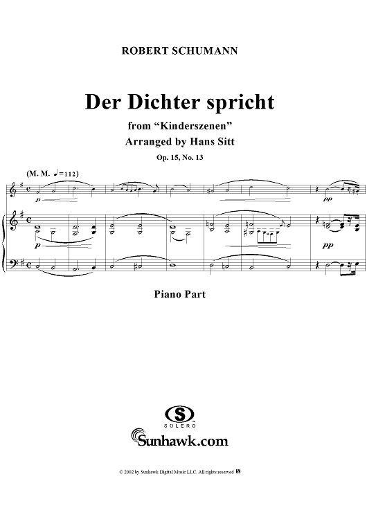 Kinderszehen, Op. 15, No. 13, "Der Dichter Spricht" (the poet speaks), - Piano