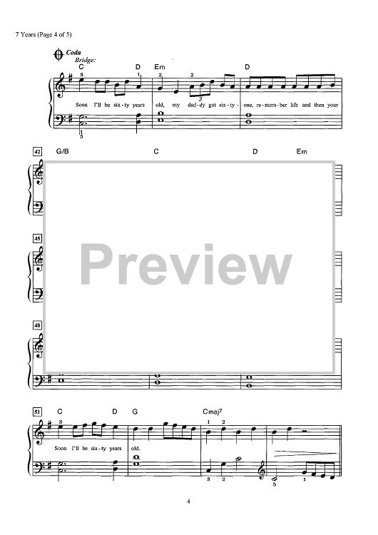 Download 7 Years Piano Sheet Music PDF Lukas Graham – Download
