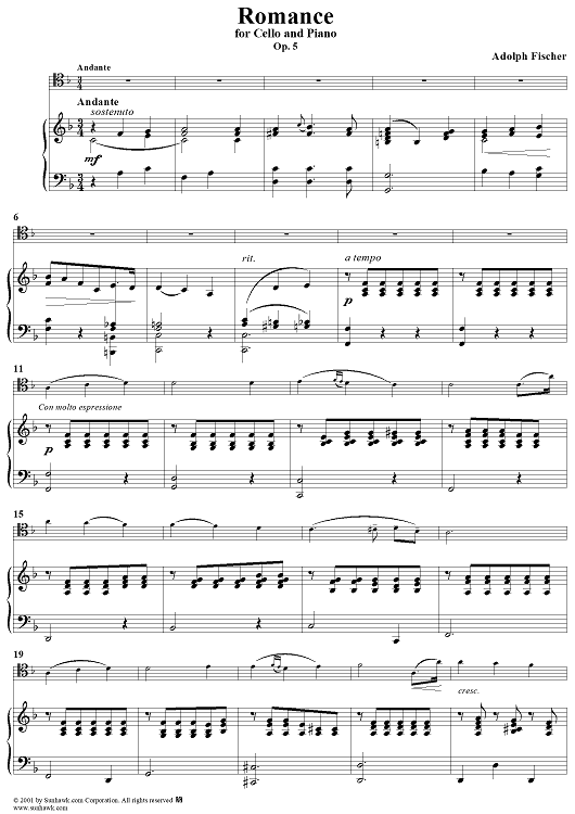 Romance, Op. 5 - Piano Score