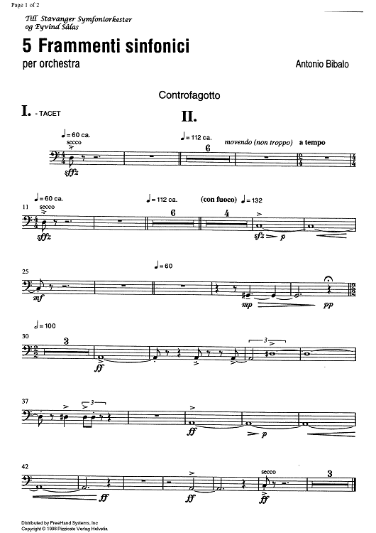 5 Frammenti sinfonici - Contrabassoon